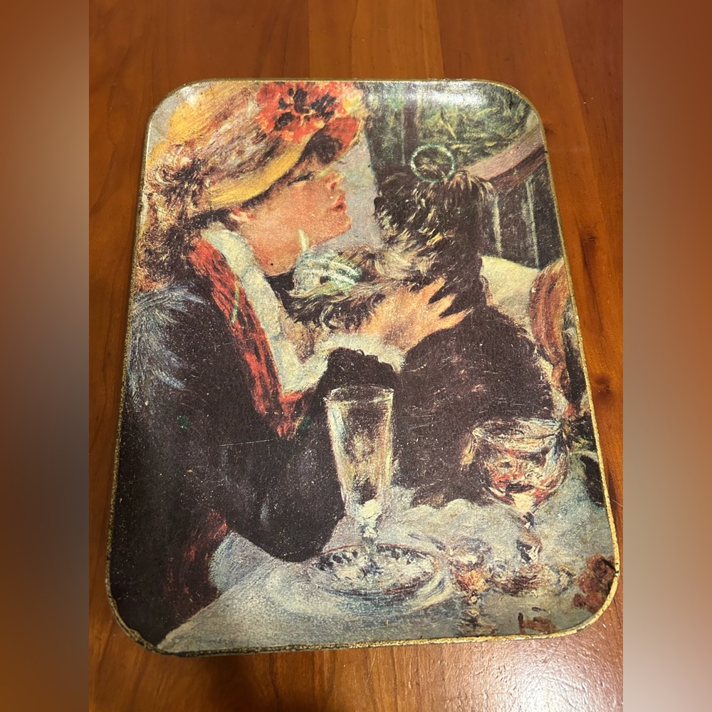 Decorative Tray With Fancy Lady And Dog Paper Mache